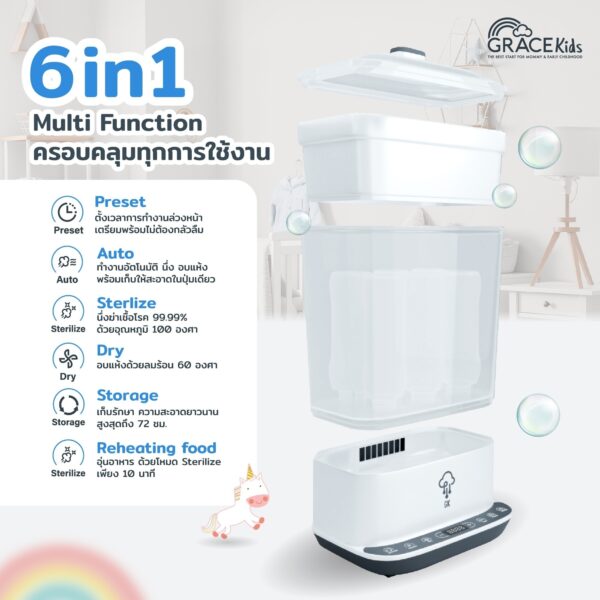 Grace Kids เครื่องนึ่งขวดนมรุ่น Uniclean 6-in-1 SteamBuddy